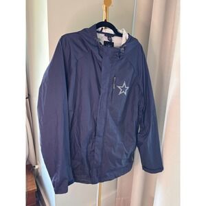 NFL Dallas Cowboys XL Navy Blue Hooded Windbreaker Full Zip Jacket Star‎ Logo